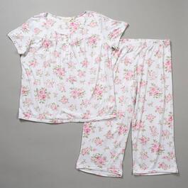 Womens Laura Ashley&#40;R&#41; Short Sleeve Rose Bouquet Pajama Set