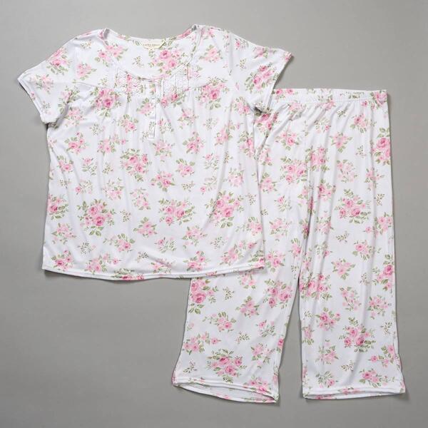 Womens Laura Ashley&#40;R&#41; Short Sleeve Rose Bouquet Pajama Set - image 