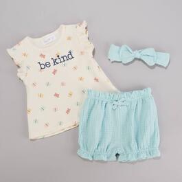 Baby Girl &#40;12-24M&#41; Rene Rofe&#40;R&#41; 3pc Be Kind Butterfly Shorts Set