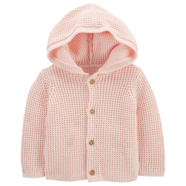 Baby Girl (NB-12M) Carter&#39;s(R) Knit Hooded Cardigan - Light Pink - image 