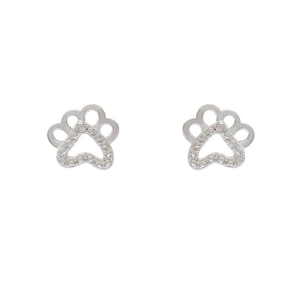 Gianni Argento Sterling Silver Diamond Accent Paw Earrings - image 