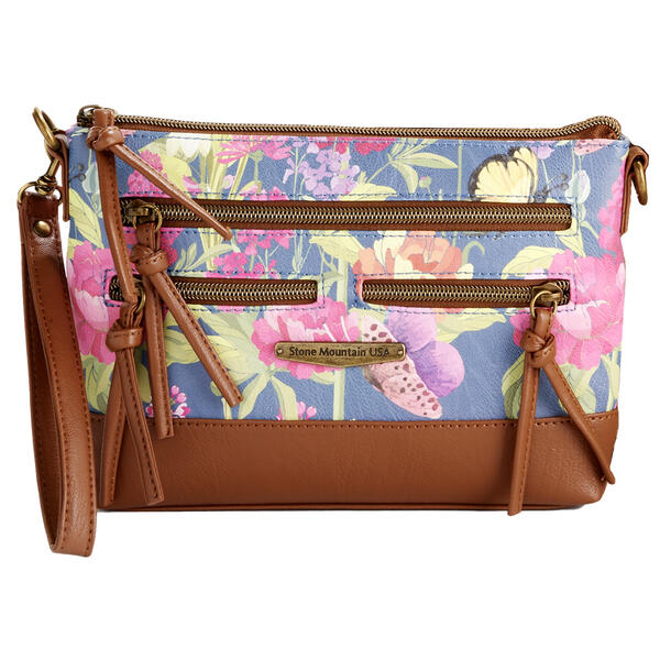 Stone Mountain Primo Floral East/West 4 Bagger Crossbody- Denim - image 