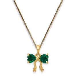 Gemstone Classics&#40;tm&#41; 14kt. Gold Emerald Bow Pendant Necklace