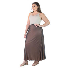 Plus Size 24/7 Comfort Apparel Double Layer Maxi Skirt