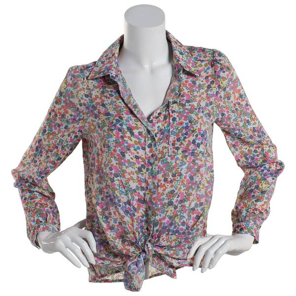 Womens Zac &amp; Rachel Long Sleeve Floral Casual Button Down - image 