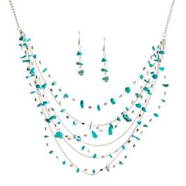 Ashley Cooper&#40;tm&#41; Turquoise Chip Necklace & Earrings Set