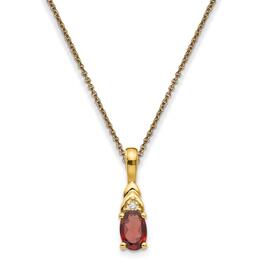 14kt. Yellow Gold Oval Garnet Diamond Necklace