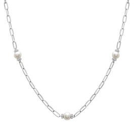 Gemstone Classics&#40;tm&#41; Sterling Silver Pearl Trendy Necklace