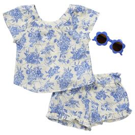 Toddler Girl BTween&#40;R&#41; Flower Crinkle Gauze Flowy Top & Shorts Set
