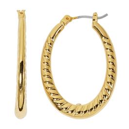 Design Collection Rope Texture Oval Hoop Earrings