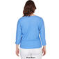 Petite Ruby Rd. Bali Blue V-Neck 3/4 Sleeve Knit Pucket Tie Top - image 2
