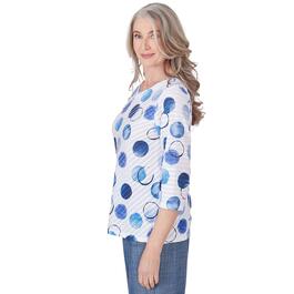 Petites Alfred Dunner Blue Bayou Knit Dots Top