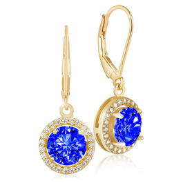 Gianni Argento Gold Over Silver Lab Sapphire Lever Back Earrings