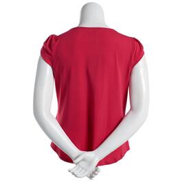 Womens Adrianna Papell Tulip Sleeve Pleated Front Solid Blouse
