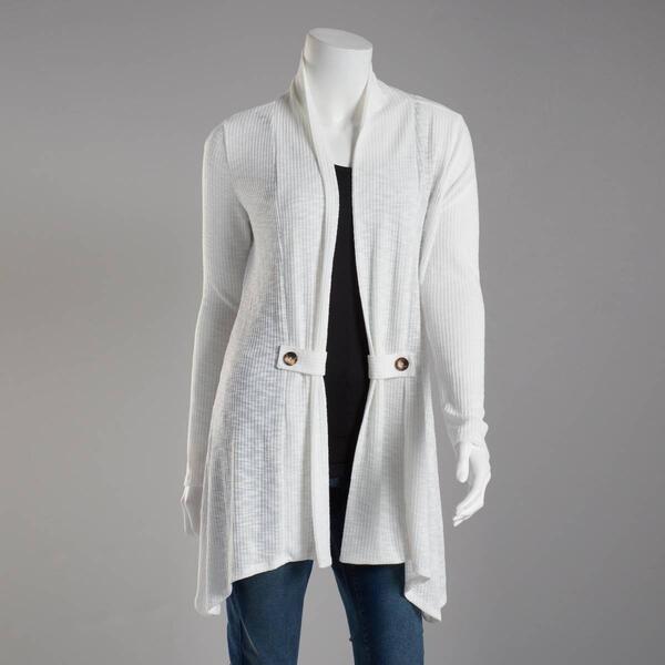 Womens Cure Open Front Solid Cardigan with Tab Detail - image 