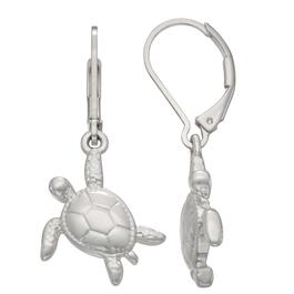 Napier Silver-Tone Sea Turtle Leverback Drop Earrings