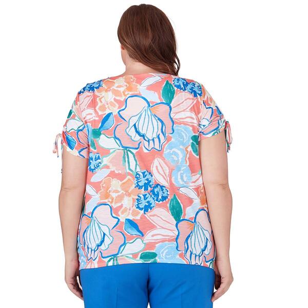 Plus Size  Alfred Dunner Neptune Beach Knit Whimsical Floral Tee
