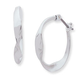 Nine West Silver-Tone Click Top Hoop Earrings