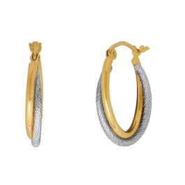 Gold Classics&#8482; Polished Diamond Cut Crossover Tube Hoop Earrings