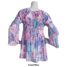 Womens Floral &amp; Ivy 3/4 Sleeve Ruffle V-Neck Paisley Blouse