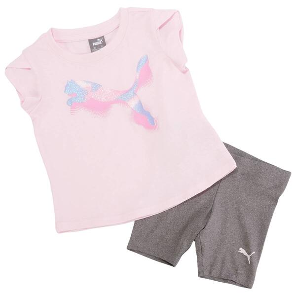 Toddler Girl Puma&#40;R&#41; Short Sleeve & Spandex Biker Shorts Set - image 
