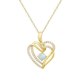 Gianni Argento Lab Opal Double Heart Pendant Necklace