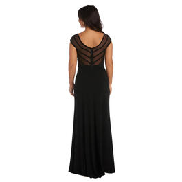 Petite R&M Richards Cap Sleeve Mesh Piped Back Gown