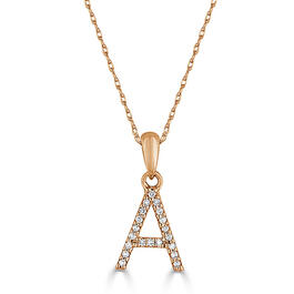 Diamond Classics&#40;tm&#41; 14kt. Rose Gold Initial A Letter Necklace
