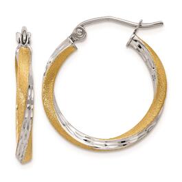 Gold Classics&#40;tm&#41; 14k Rhodium Twisted 20mm Hoop Earrings