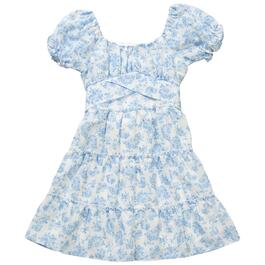 Girls &#40;7-16&#41; Rare Editions Floral Woven Puff Sleeve Dress
