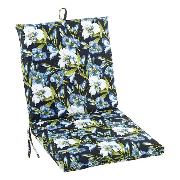 Jordan Manufacturing French Edge Chair Pad - Black/Blue Floral - image 
