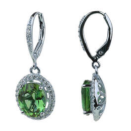 Sterling Silver Lab Emerald & Cubic Zirconia Drop Earrings