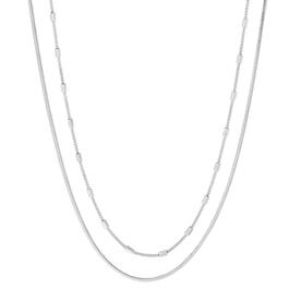 Design Collection Silver-Tone I Love You Herringbone Necklace