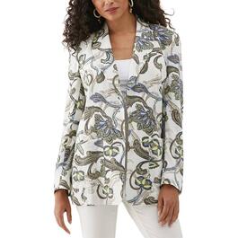 Plus Size Ella Rafaella&#40;R&#41; Batik Print Patch Pocket Blazer Jacket