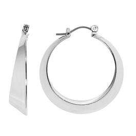 Design Collection Silver Plated Flat Gypsy Hoop Earrings