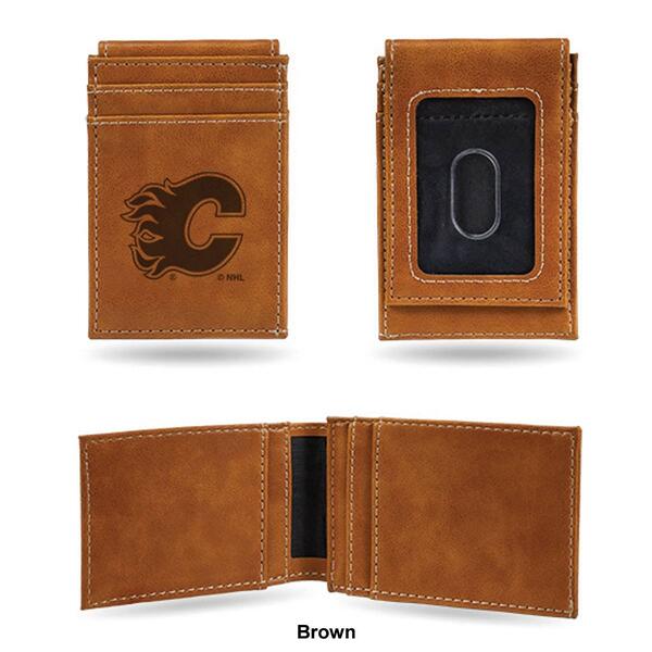 Mens NHL Calgary Flames Faux Leather Front Pocket Wallet