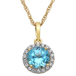 Gemstone Classics&#40;tm&#41; Blue Topaz & White Sapphire Necklace