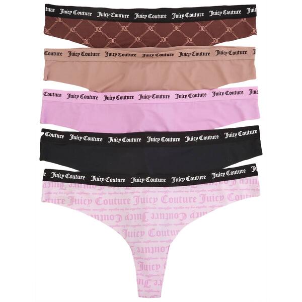 Juniors Juicy Couture 5pk. Raw Edge Thong Panties JC8239-5PKDW - image 