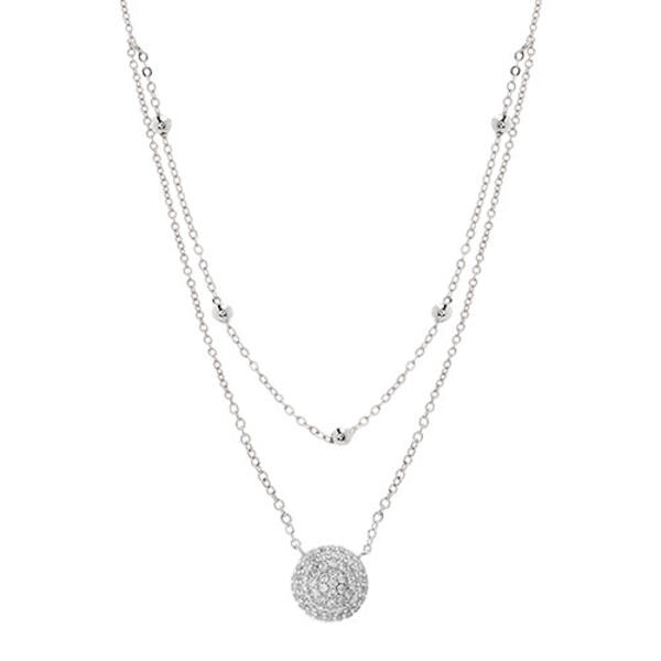 Silver Plated & Cubic Zirconia Disc Multi-Strand Necklace - image 