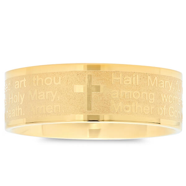 Unisex 18kt. Gold Pleated Hail Mary Prayer Ring - image 