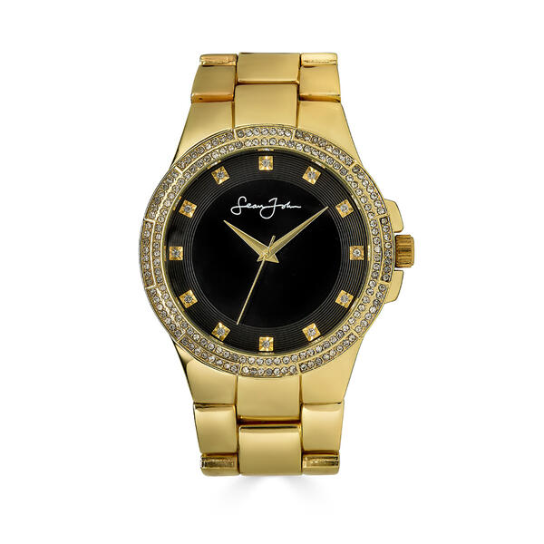 Mens Sean John Gold-Tone Crystal Bezel Bracelet Watch SJ0004GD - image 