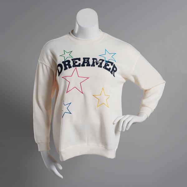 Juniors No Comment Star Dreams Crew Neck Sweatshirt - image 