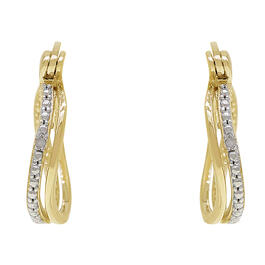 Gianni Argento Gold/Silver Diamond Accent Swirl Hoop Earrings