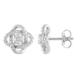 Diamond Classics&#40;tm&#41; Sterling Silver Flower Diamond Cluster Earrings