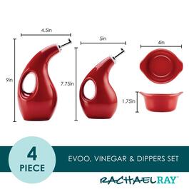 Rachael Ray 4pc. Ceramics EVOO and Ramekin Dipper Set - Red