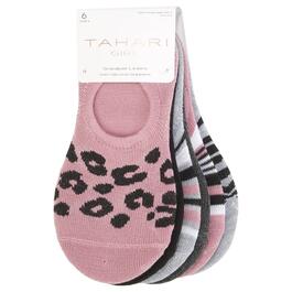 Girls Tahari 6pk. Leopard Stripe Sneaker Liners