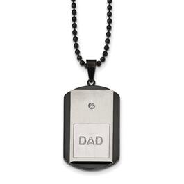 Mens Gentlemen's Classics&#40;tm&#41; Black IP-Plated Dad Dog Tag Necklace