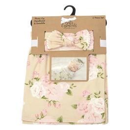 Baby Essentials Floral Swaddle Blanket & Headband Set