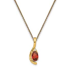 Gemstone Classics&#40;tm&#41; 14kt. Yellow Gold Red Garnet Diamond Pendant