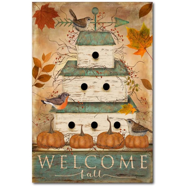 Courtside Market Welcome Fall Birdhouse Wall Art - 12x18 - image 